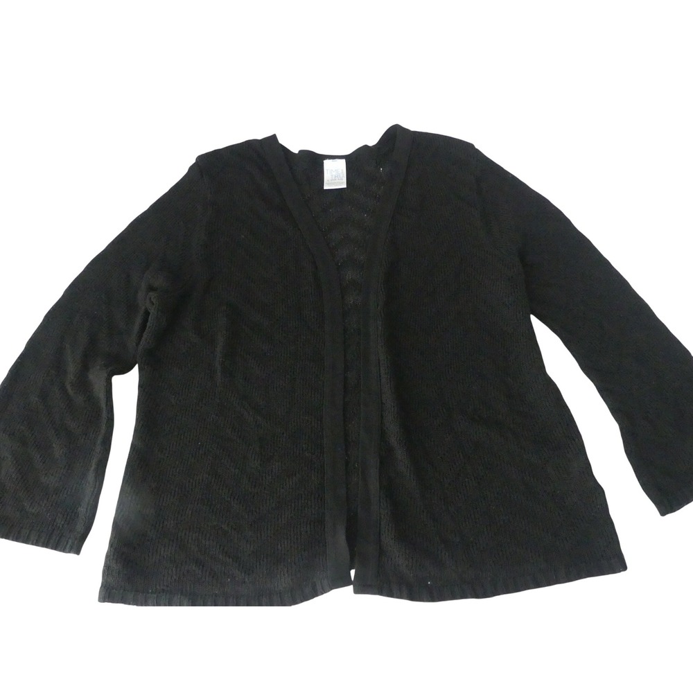 Womens Black Textured Cardigan Sweater Size L 12-14‎ Open Office Casual Capsule
